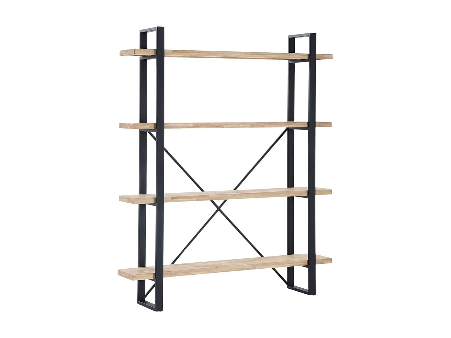 Bibliothèque industrielle en planches 150x180x35 cm Noir et bois