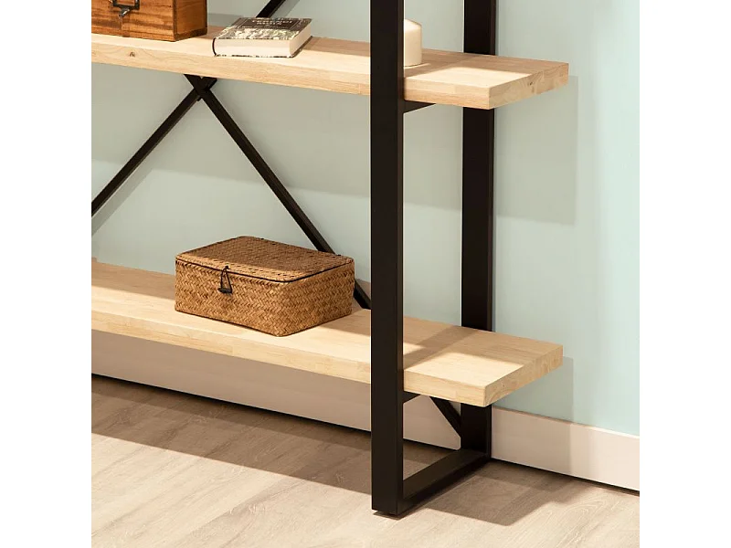 Estantería Plank 4 estantes metal roble nordish/negro 180x150x30 cm Adec
