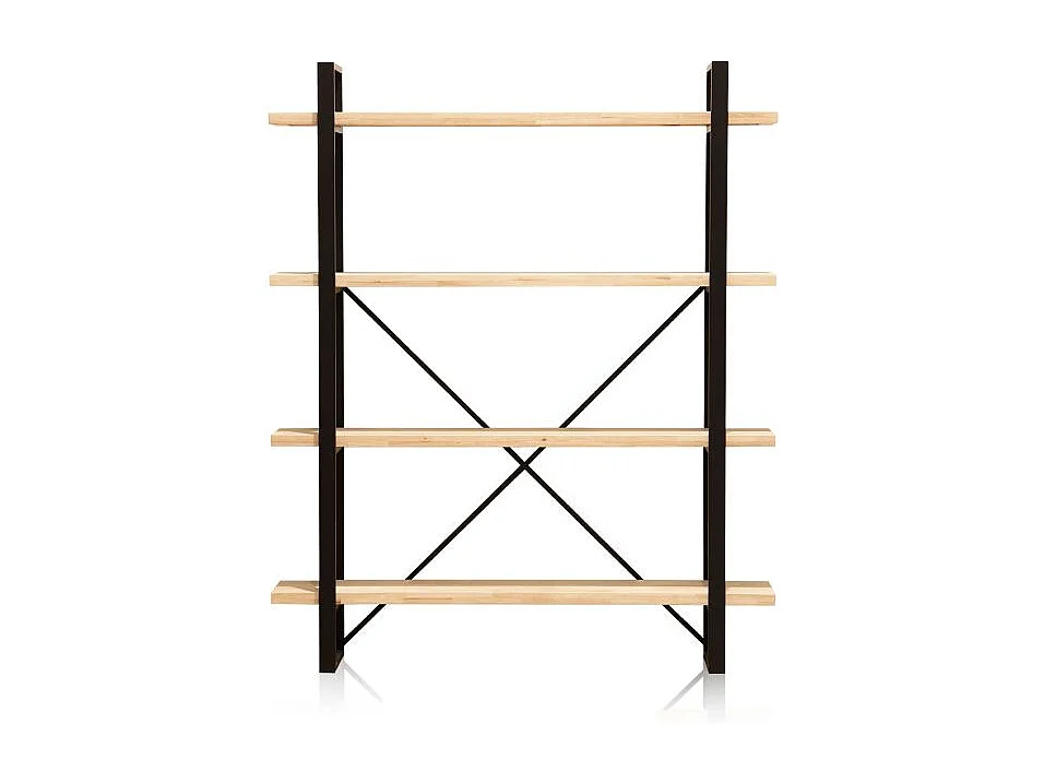 Estantería Plank 4 estantes metal roble nordish/negro 180x150x30 cm Adec