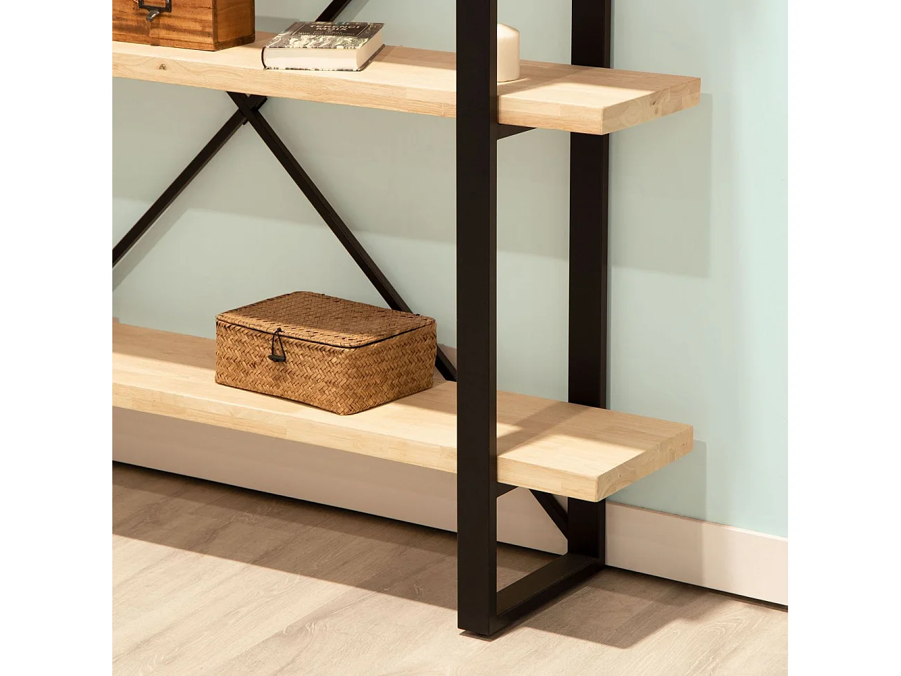 Estante Industrial Tábua 150x180x35 cm Preto e Madeira