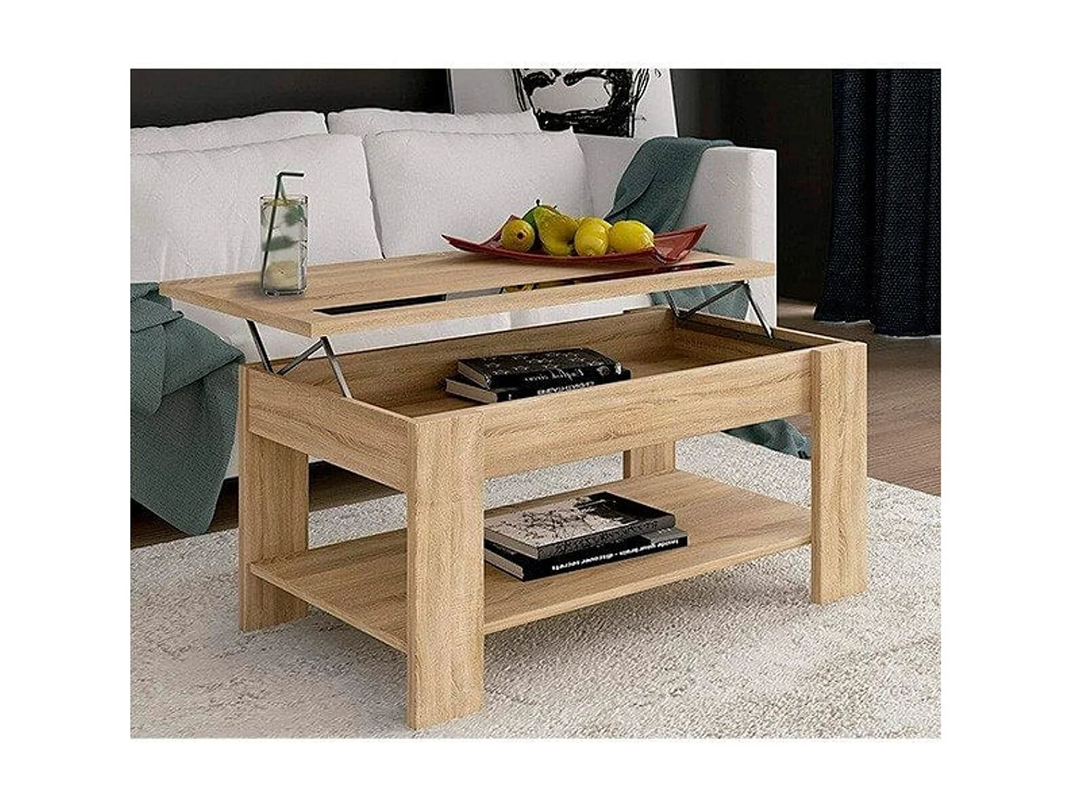 Mesa de centro elevable Águeda cambria 33,8-45,3x90x50 cm