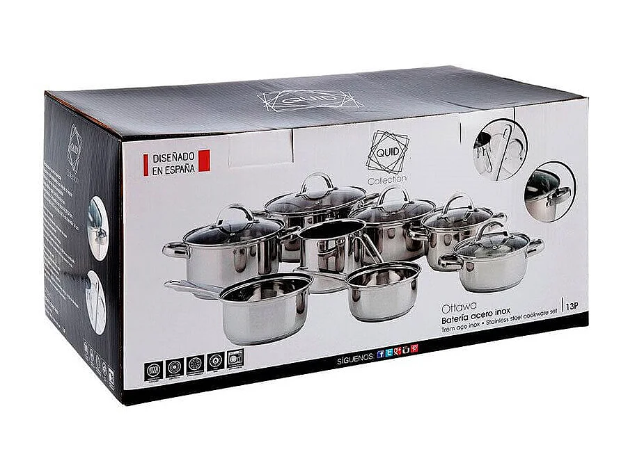 Batería de cocina Ottawa Quid 13 piezas acero inox