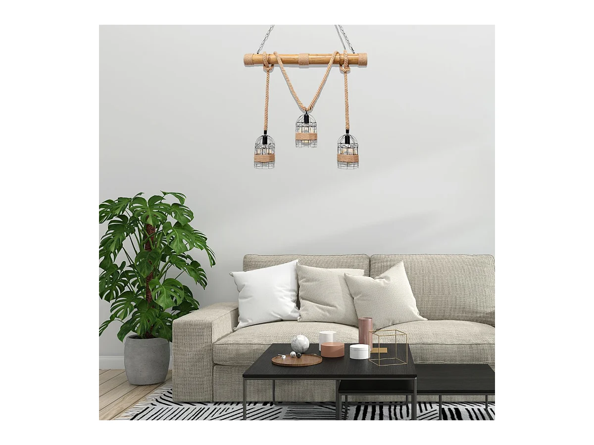 Lámpara de techo Soga Lumit 40W altura regulable marrón 80-130x100x100 cm