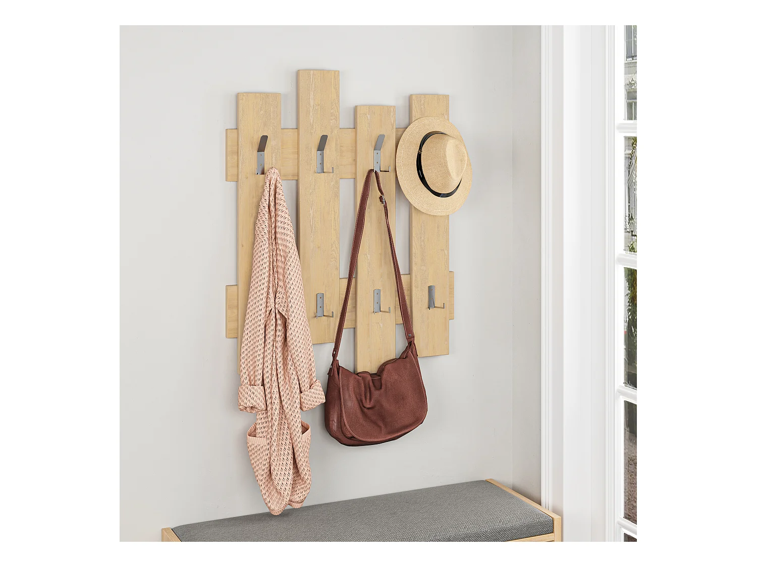 Perchero Pared 8 Ganchos - 81X64X4 Safir