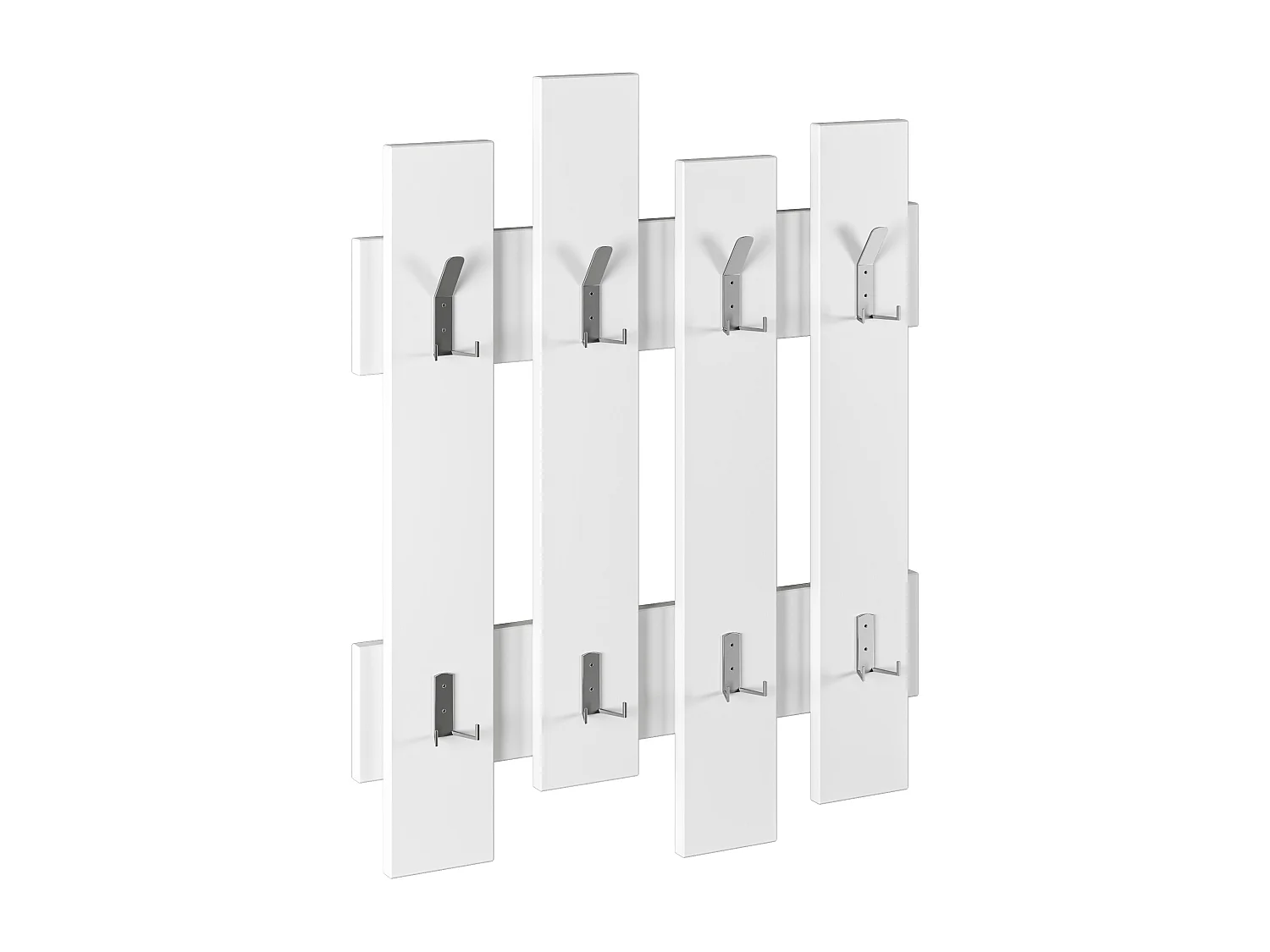 Porte-Manteau Mural 8 Crochets - 81X64X4 Blanc