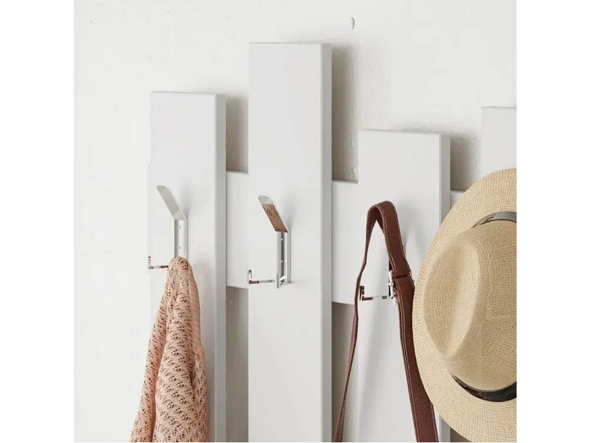 Porte-Manteau Mural 8 Crochets - 81X64X4 Blanc