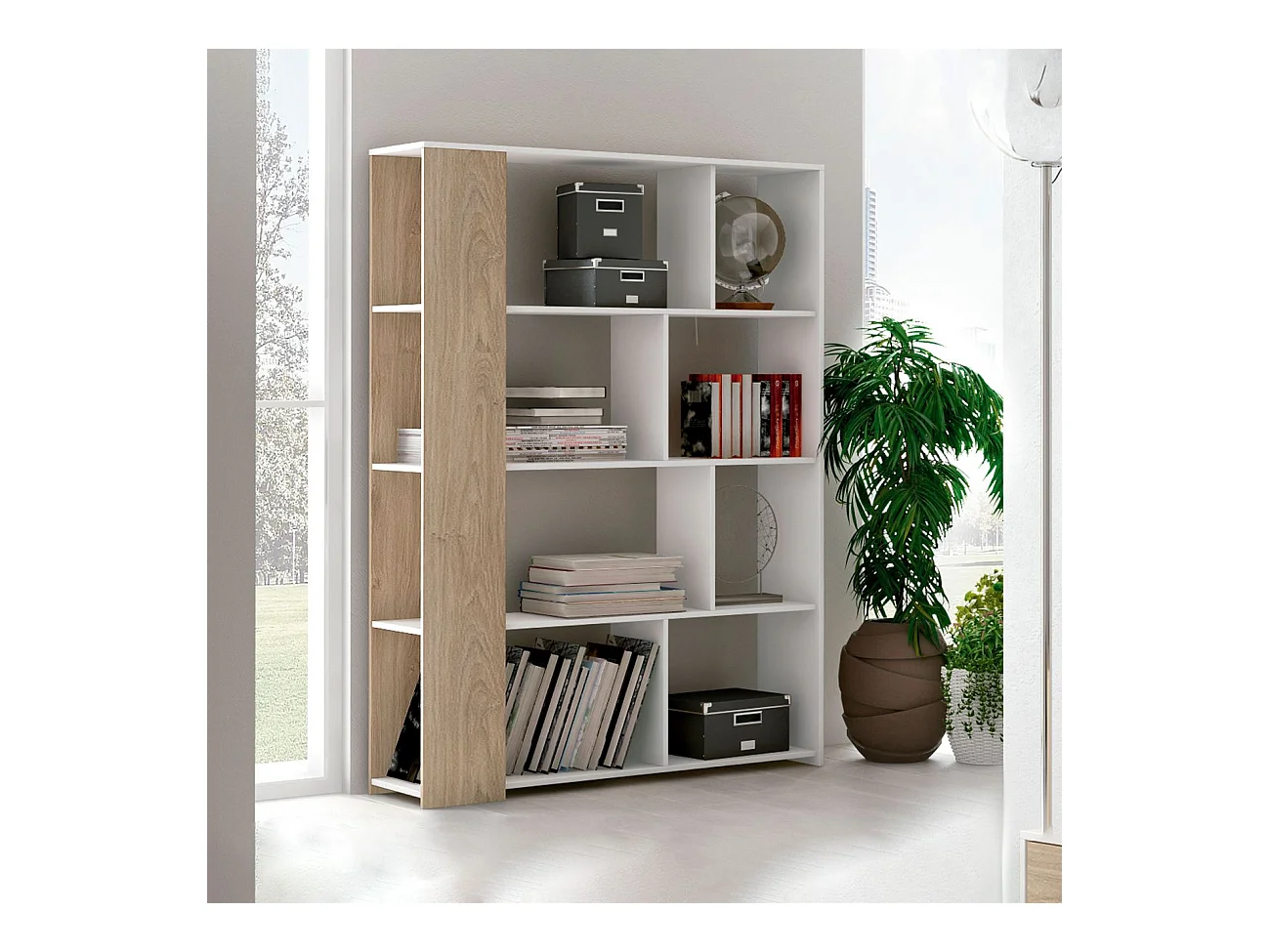 Estantería Soto blanco/roble 174x129x32,8 cm