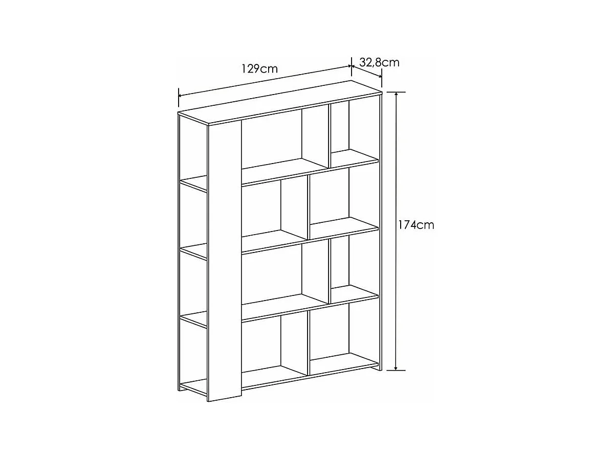 Estantería Soto blanco/roble 174x129x32,8 cm