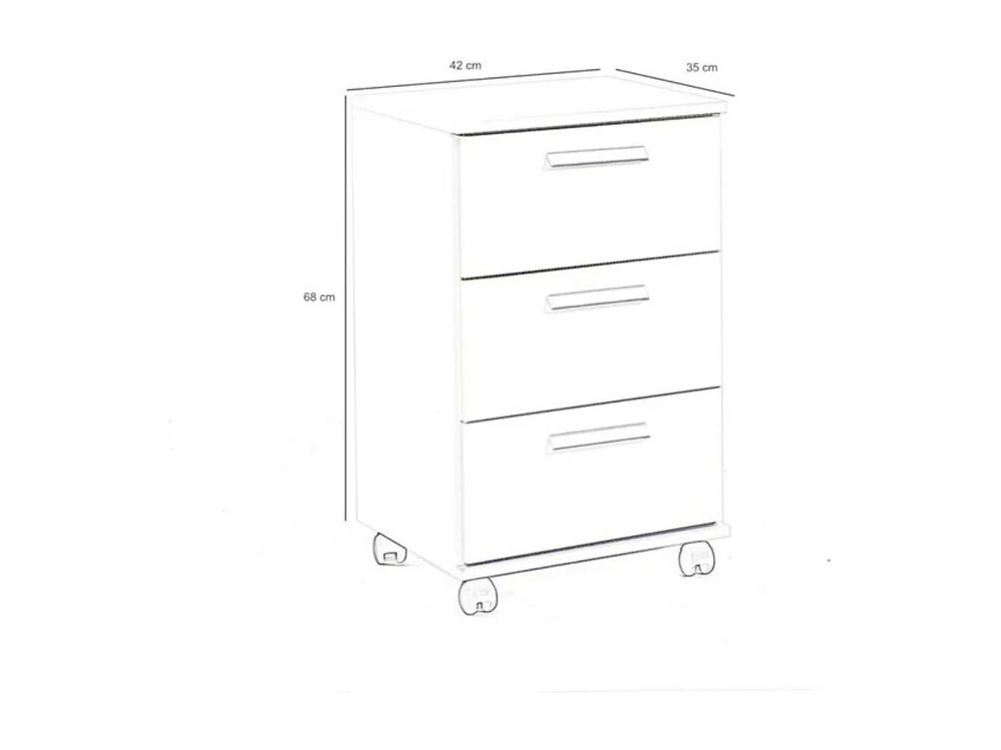 Cajonera 3 Cajones - 68X42X35 Blanco
