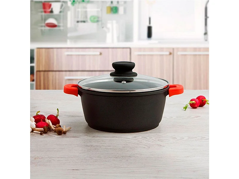 Cacerola Intense Quid asas de baquelita negro/rojo Ø24x11 cm