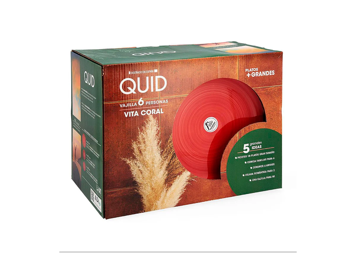 Vajilla Vita Quid 18 piezas 6 servicios coral
