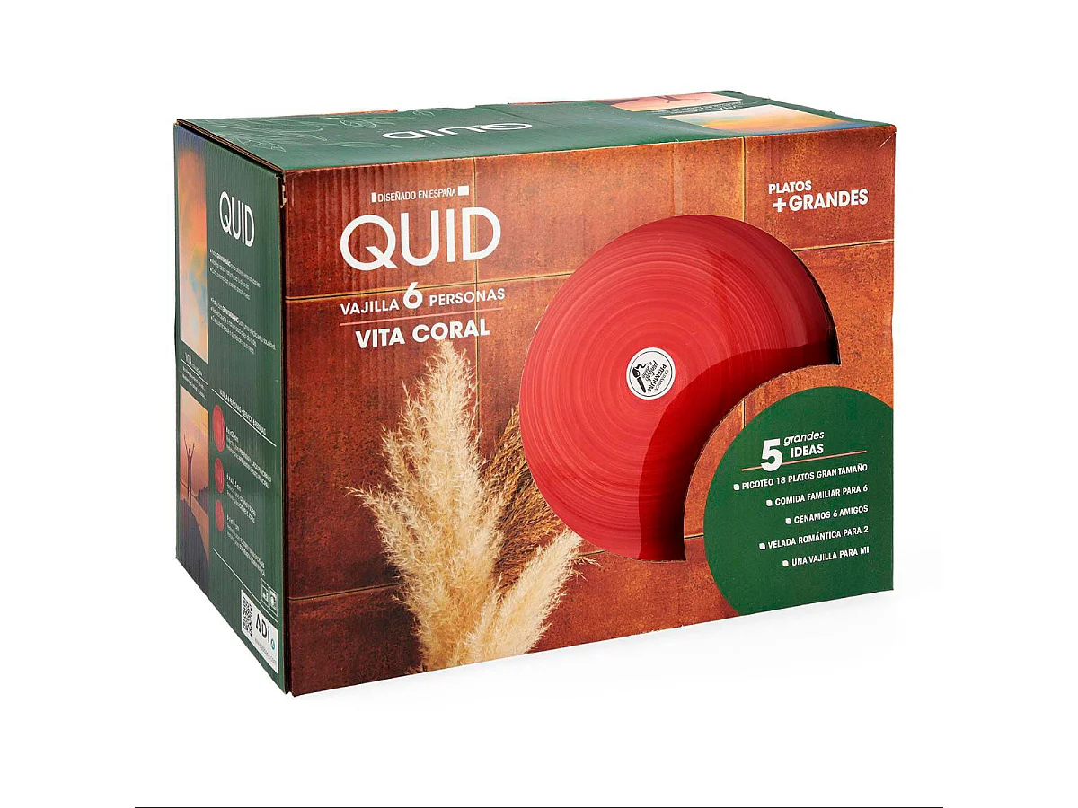 Vajilla Vita Quid 18 piezas 6 servicios coral