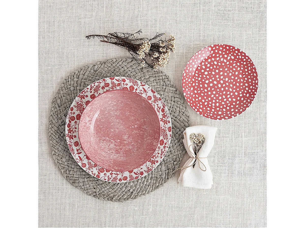 Vajilla Aquilea Bidasoa 12 piezas 4 servicios porcelana rosa