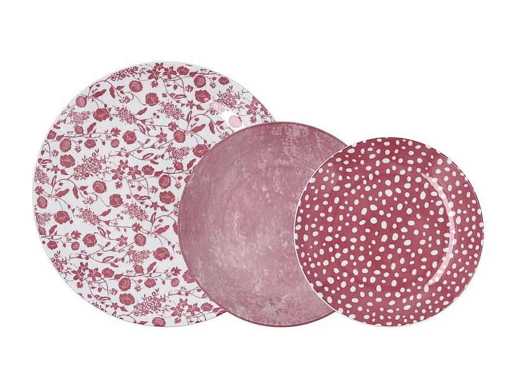 Vajilla Aquilea Bidasoa 12 piezas 4 servicios porcelana rosa