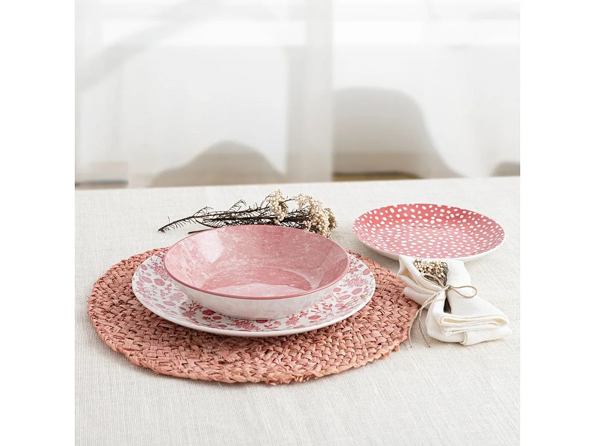 Vajilla Aquilea Bidasoa 12 piezas 4 servicios porcelana rosa