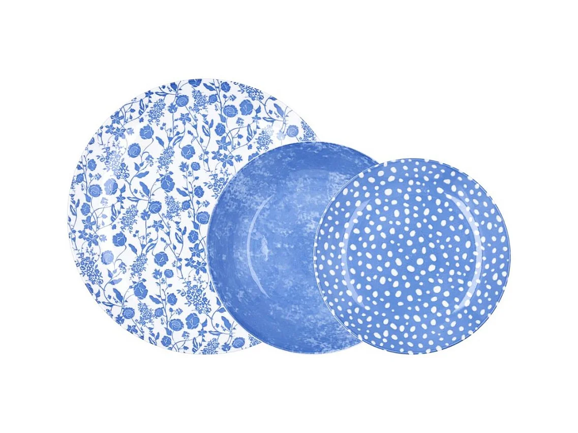 Vajilla Aquilea Bidasoa 18 piezas 6 servicios porcelana azul