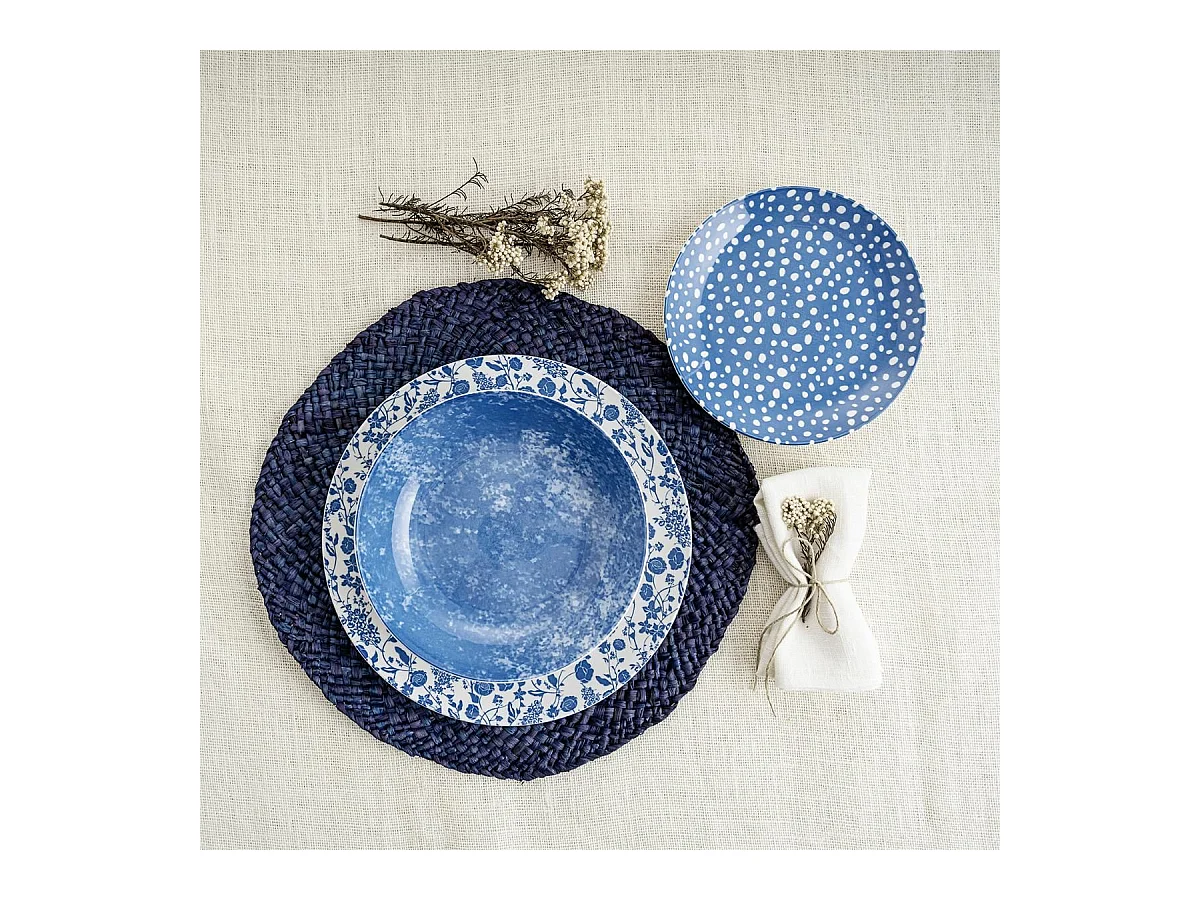 Vajilla Aquilea Bidasoa 18 piezas 6 servicios porcelana azul