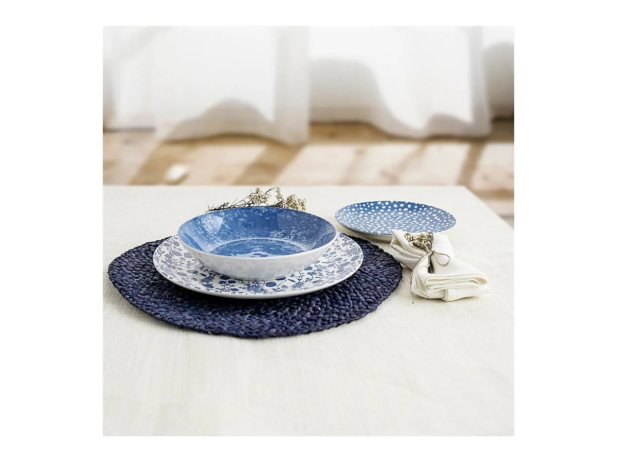 Vajilla Aquilea Bidasoa 18 piezas 6 servicios porcelana azul