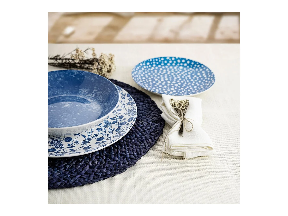 Vajilla Aquilea Bidasoa 18 piezas 6 servicios porcelana azul