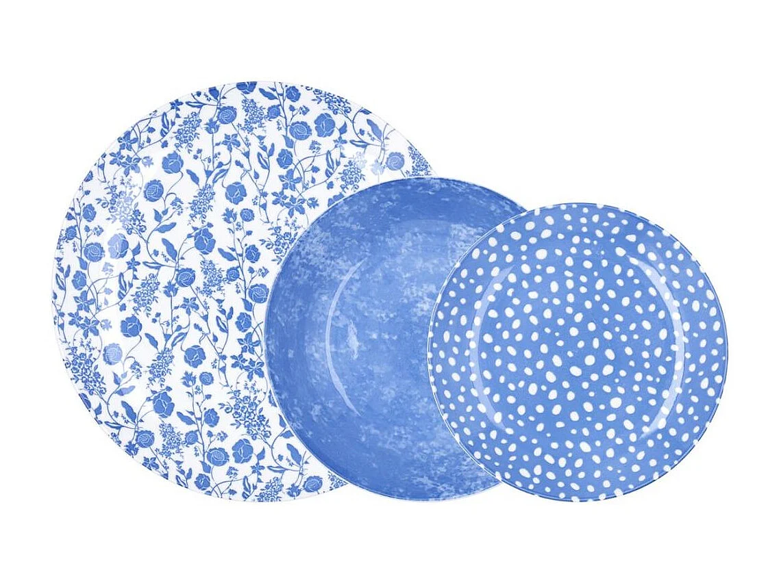 Vajilla Aquilea Bidasoa 18 piezas 6 servicios porcelana azul