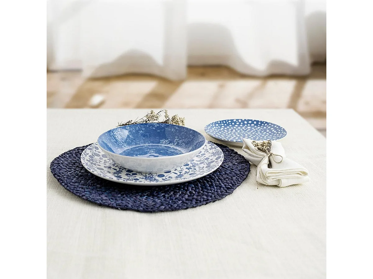 Vajilla Aquilea Bidasoa 18 piezas 6 servicios porcelana azul