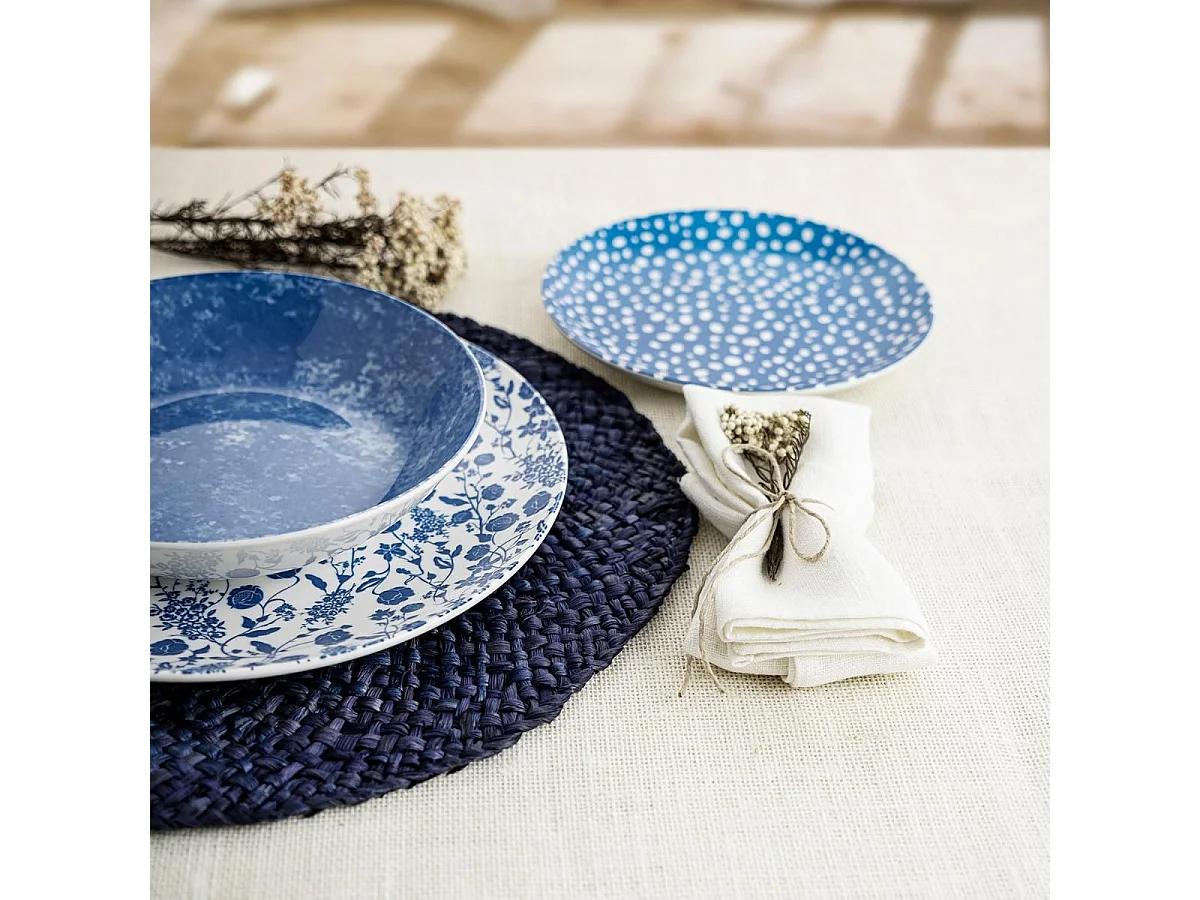 Vajilla Aquilea Bidasoa 18 piezas 6 servicios porcelana azul