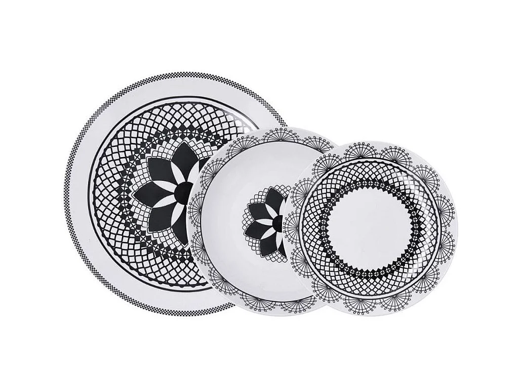 Vajilla Medina La Bouchée 18 piezas 6 servicios porcelana blanco/negro