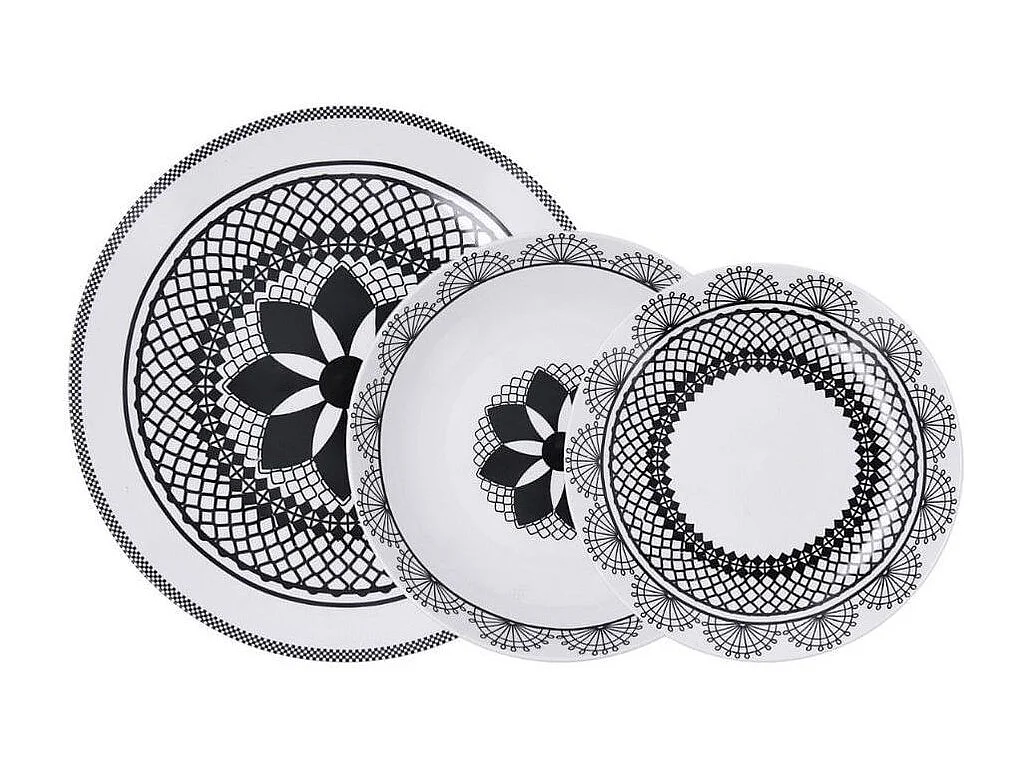Vajilla Medina La Bouchée 18 piezas 6 servicios porcelana blanco/negro