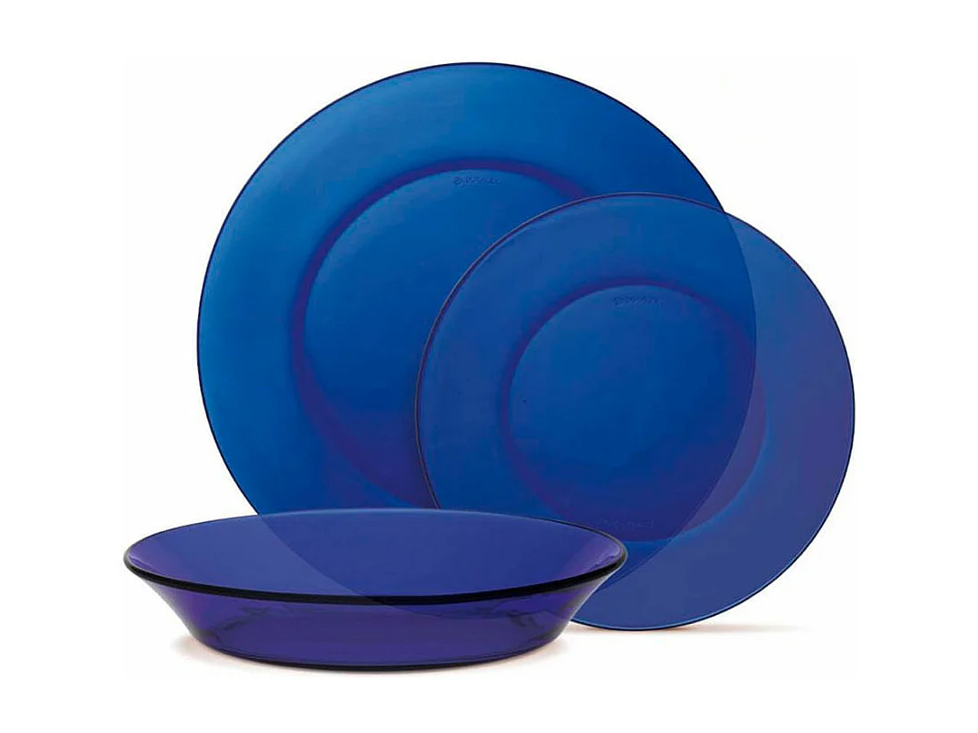 Vajilla Saphir Lys Duralex 12 piezas vidrio azul oscuro
