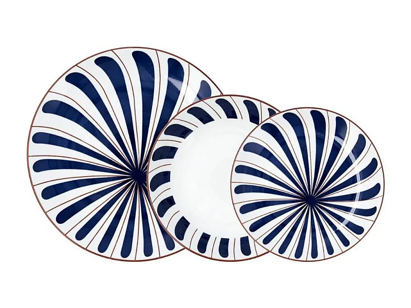 Vajilla Oceanika Bidasoa 18 piezas 6 servicios porcelana azul/marrón