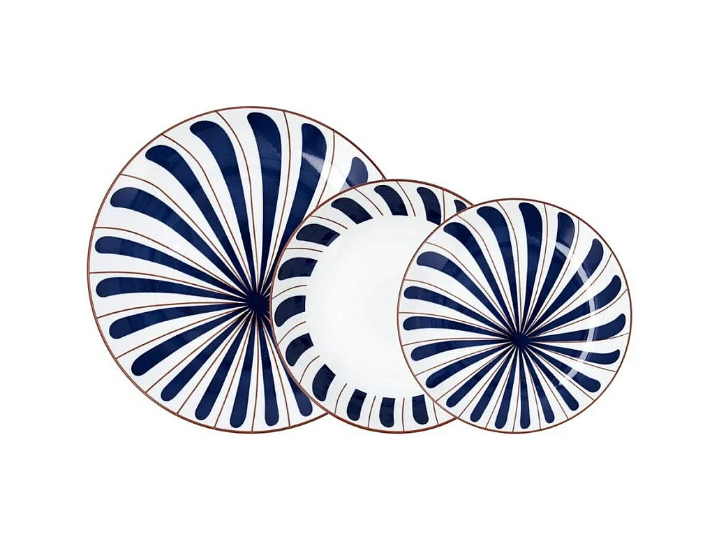Vajilla Oceanika Bidasoa 18 piezas 6 servicios porcelana azul/marrón