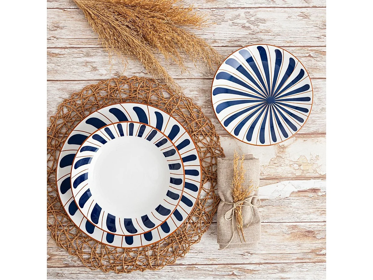 Vajilla Oceanika Bidasoa 18 piezas 6 servicios porcelana azul/marrón