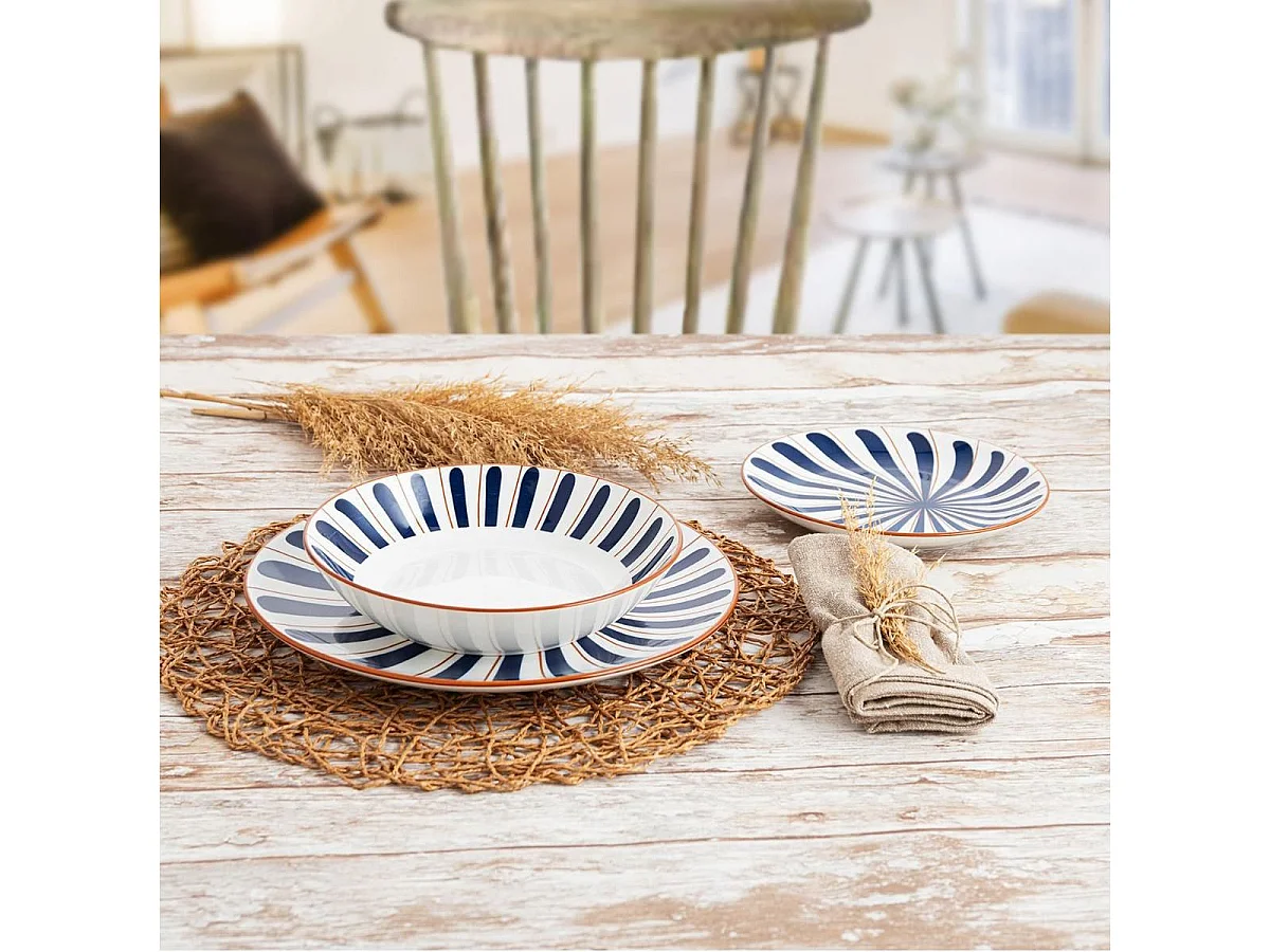 Vajilla Oceanika Bidasoa 18 piezas 6 servicios porcelana azul/marrón