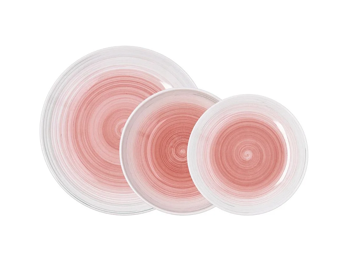 Vajilla Velvet Quid 18 piezas 6 servicios cerámica rosa