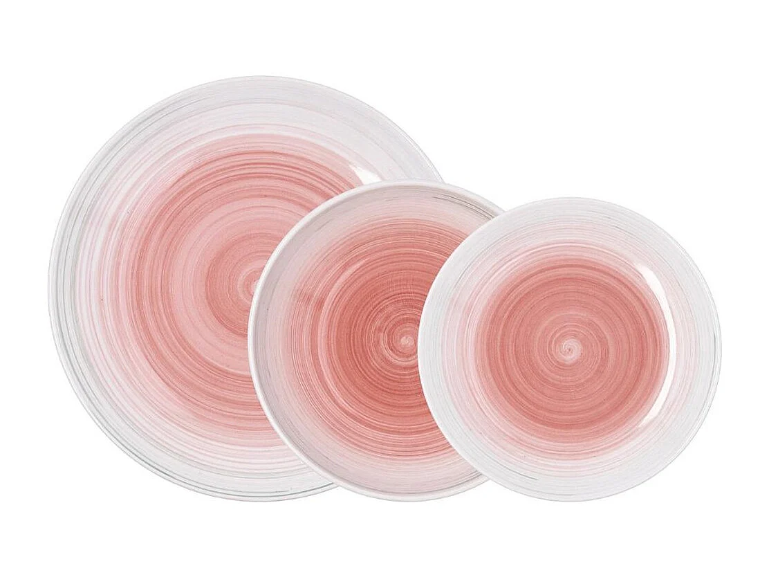 Vajilla Velvet Quid 18 piezas 6 servicios cerámica rosa