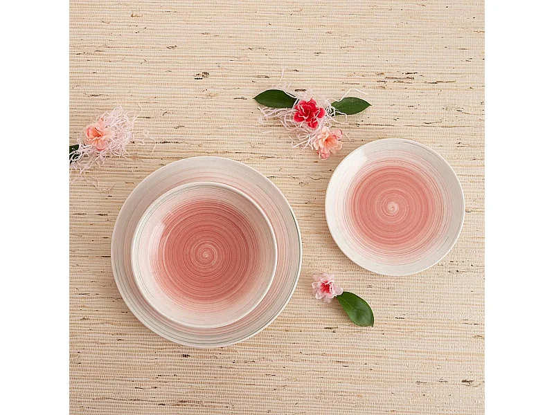 Vajilla Velvet Quid 18 piezas 6 servicios cerámica rosa