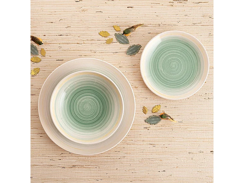 Vajilla Velvet Quid 18 piezas 6 servicios cerámica verde