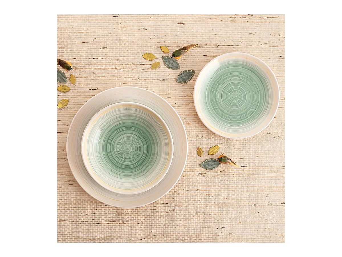 Vajilla Velvet Quid 18 piezas 6 servicios cerámica verde