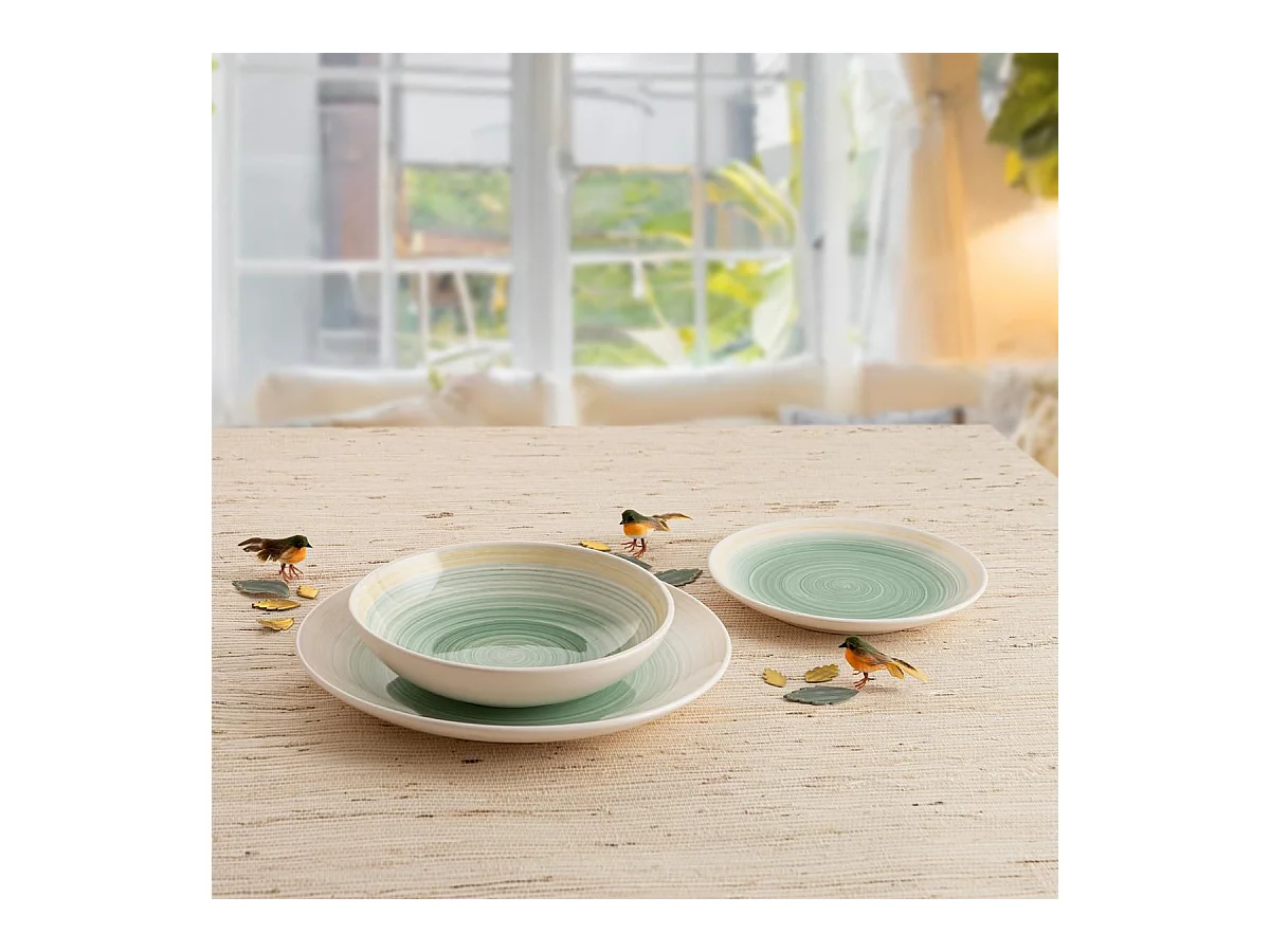 Vajilla Velvet Quid 18 piezas 6 servicios cerámica verde