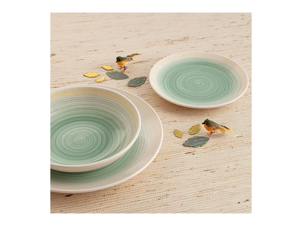 Vajilla Velvet Quid 18 piezas 6 servicios cerámica verde