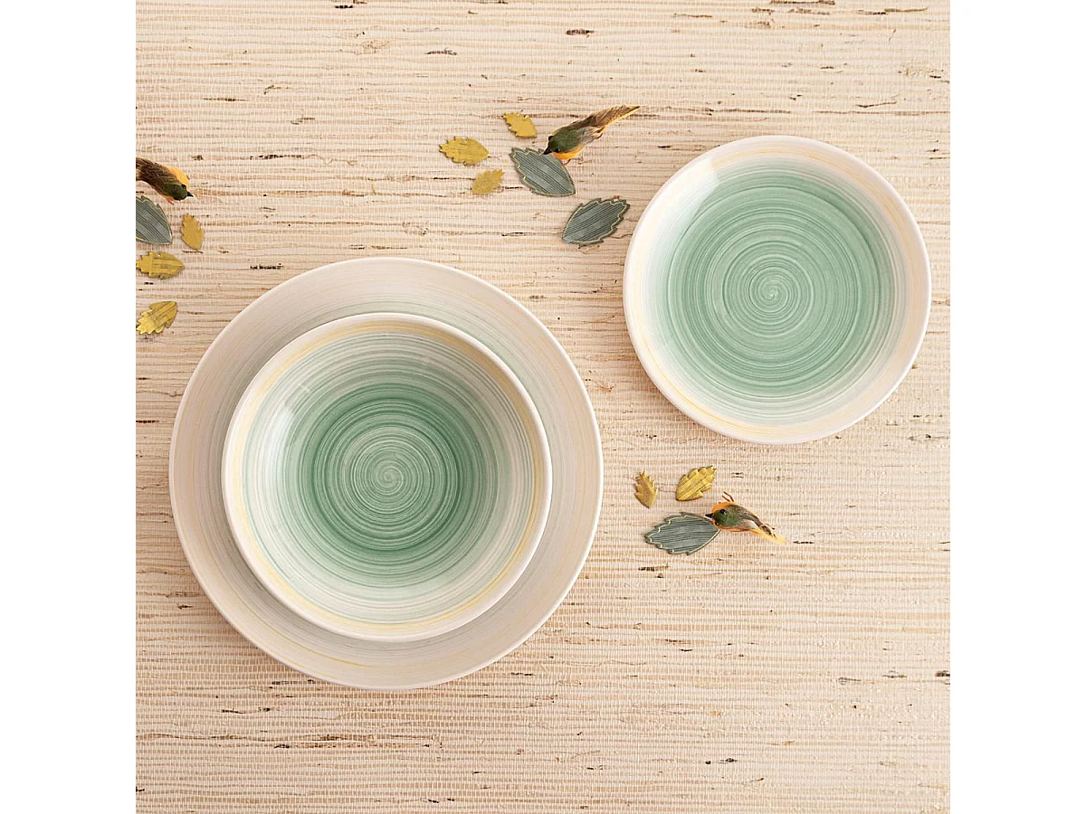 Vajilla Velvet Quid 18 piezas 6 servicios cerámica verde