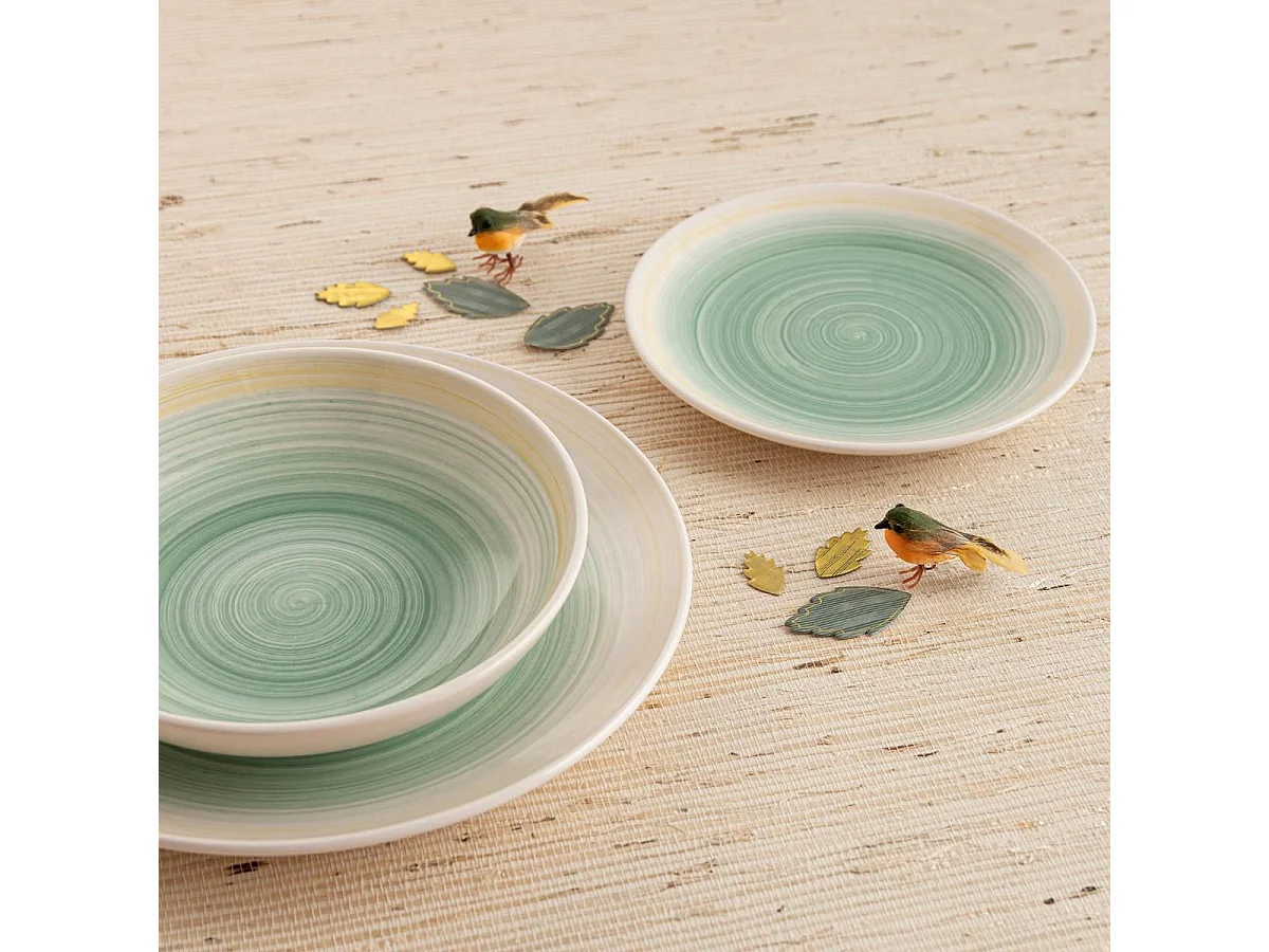 Vajilla Velvet Quid 18 piezas 6 servicios cerámica verde