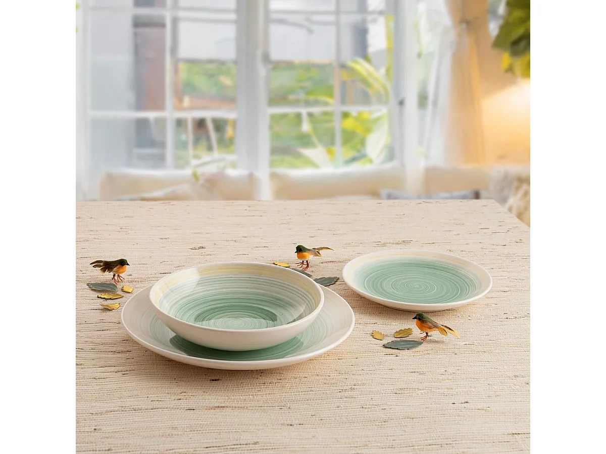 Vajilla Velvet Quid 18 piezas 6 servicios cerámica verde