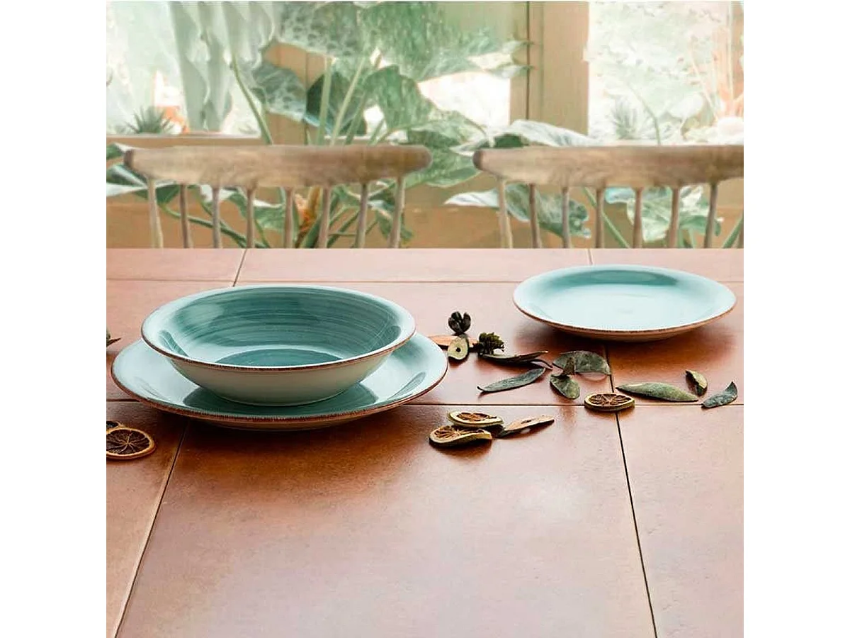 Vajilla Vita Aqua Quid 18 piezas gres azul