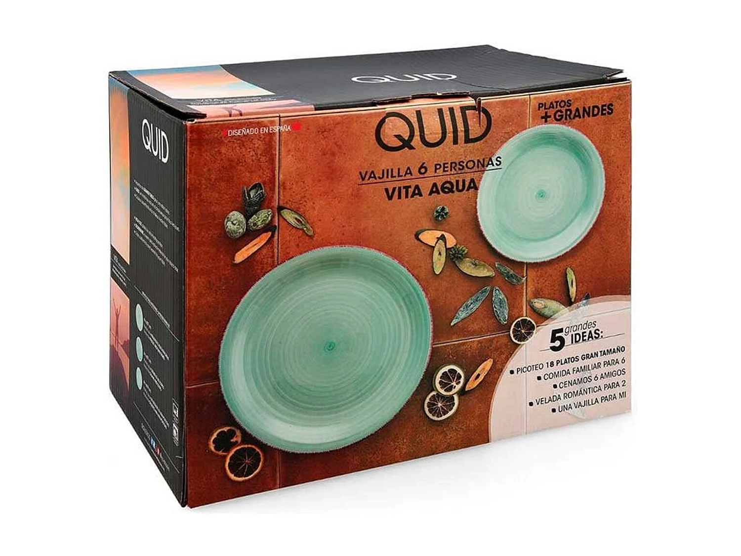 Vajilla Vita Aqua Quid 18 piezas gres azul