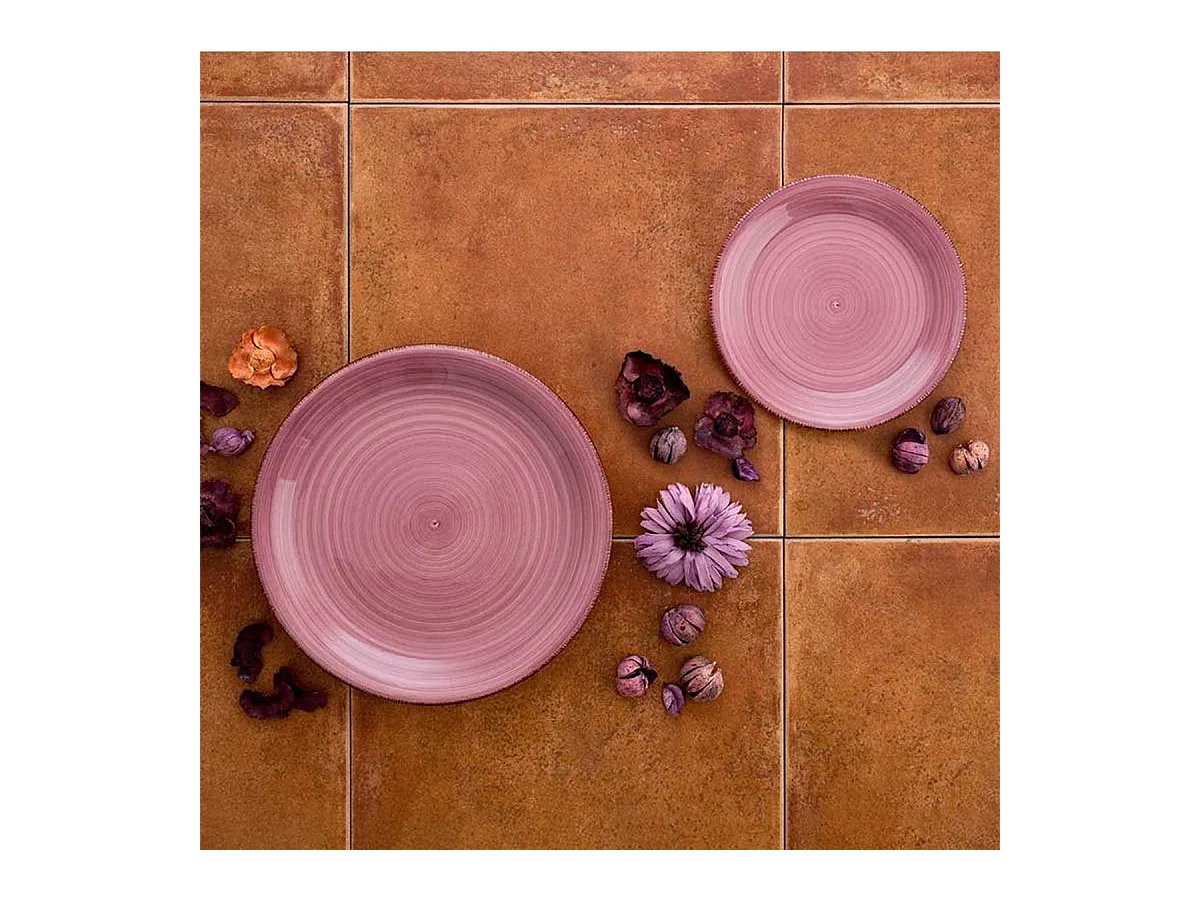 Vajilla Vita Peoni Quid 18 piezas gres rosa