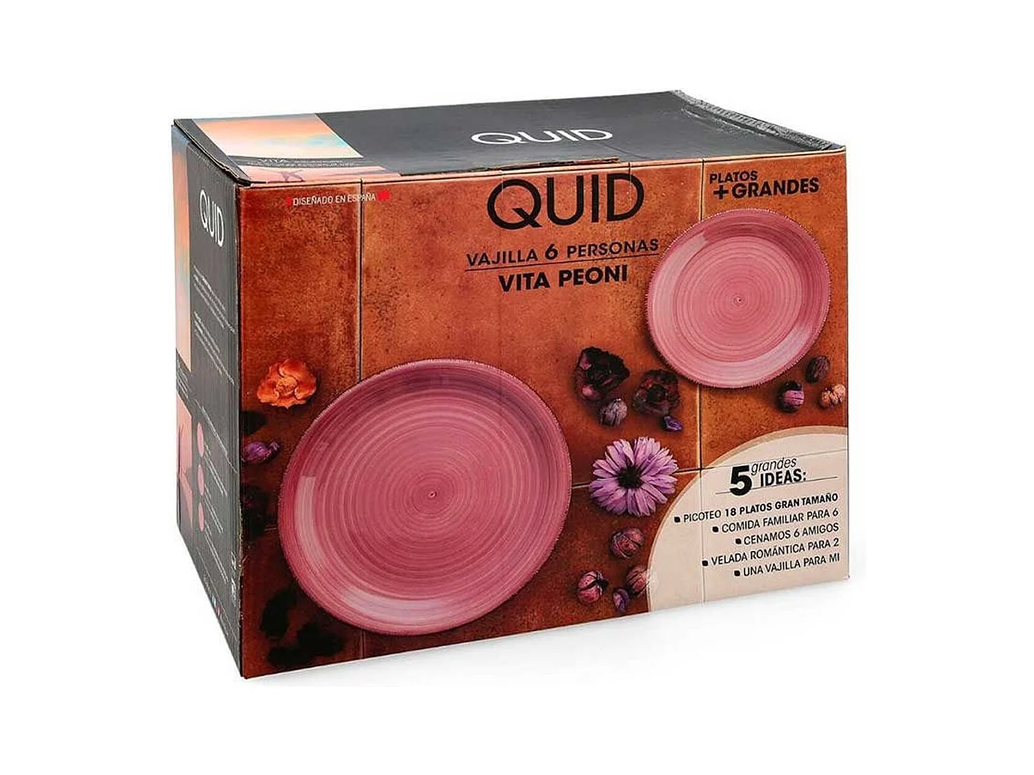 Vajilla Vita Peoni Quid 18 piezas gres rosa