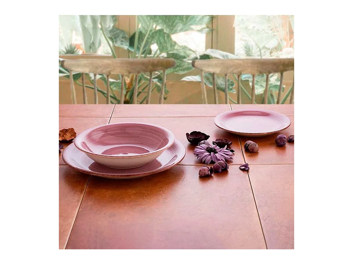 Vajilla Vita Peoni Quid 18 piezas gres rosa