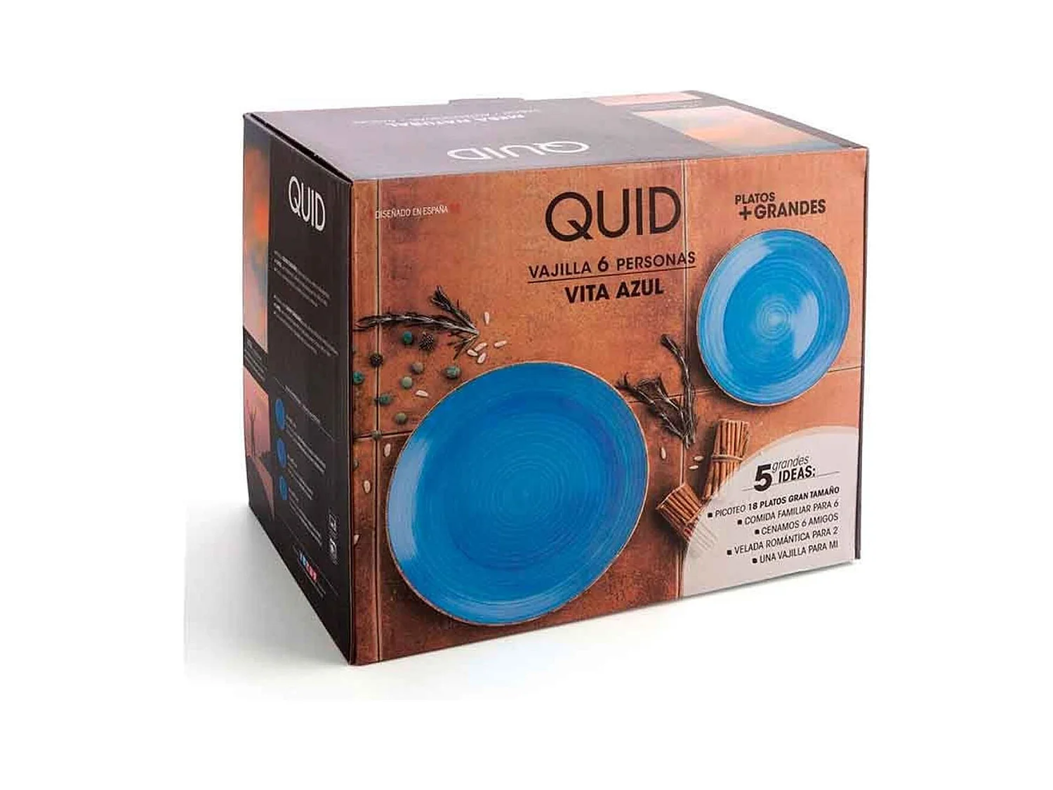 Vajilla Vita Azul Quid 18 piezas gres azul