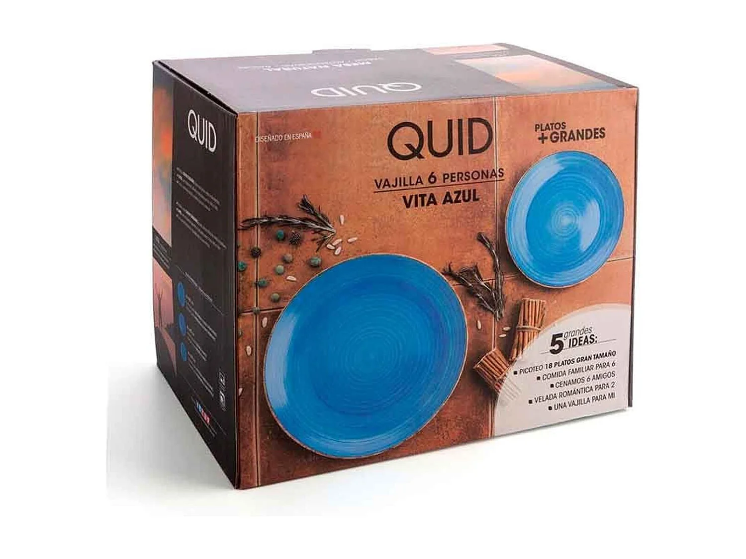 Vajilla Vita Azul Quid 18 piezas gres azul